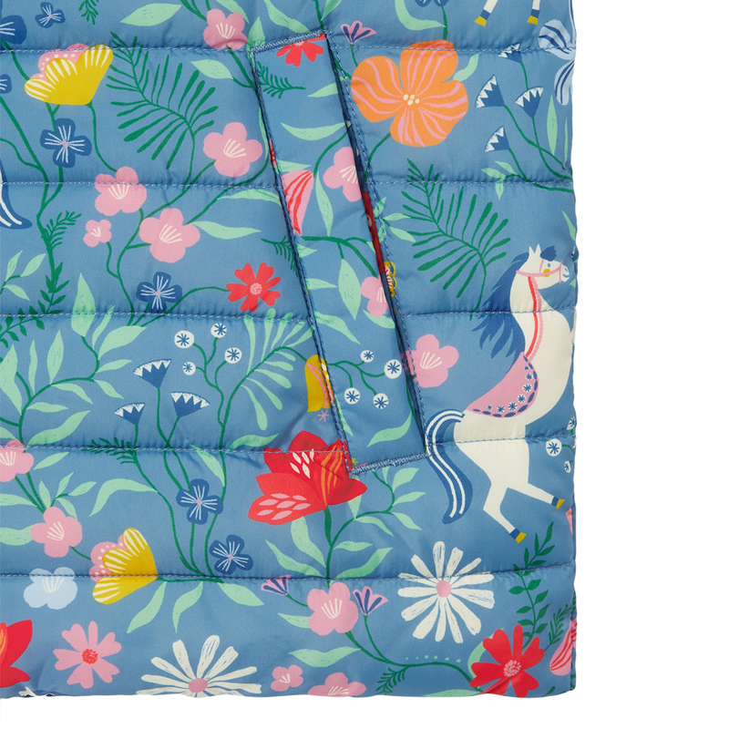 Joules Girl's Hayden Reversible Gilet - Blue Horse Floral-3